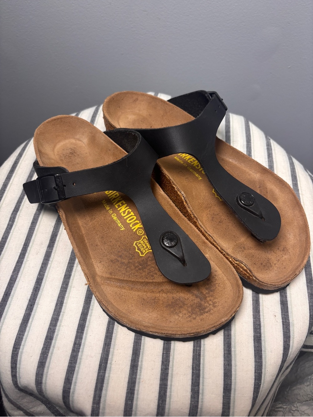 Birkenstock Gizeh Black Thong Sandals Size 39